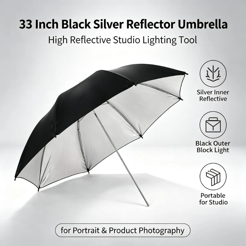 Photography Umbrella - Фотографический зонт 2026 Black Durable, 33