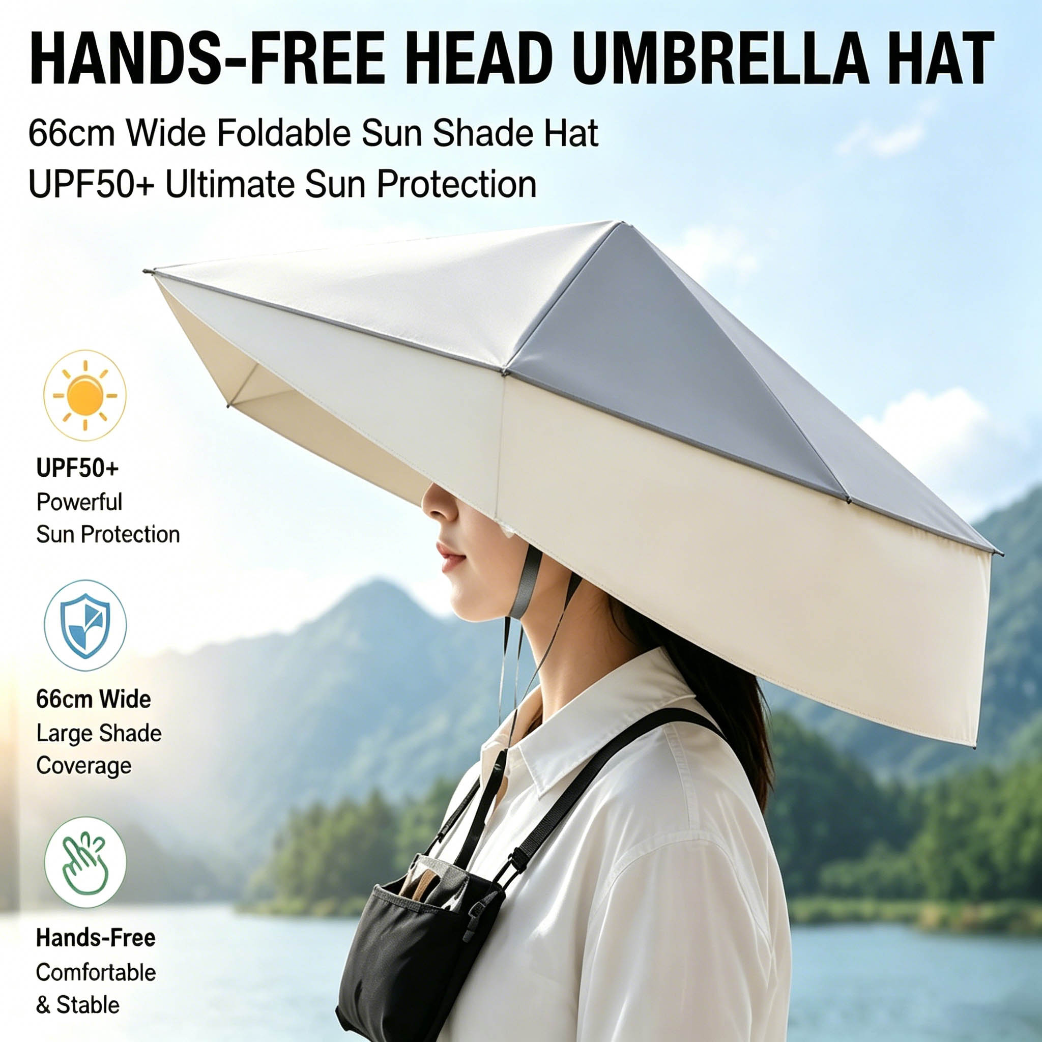 Photography Umbrella - Складная солнцезащитная шляпа-зонт UPF50+ с шириной